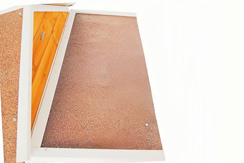 Indoor-Outdoor Wooden Dog House, Porch, Asphalt Roof, Plastic Door Curtain, Ventilation Windows, Brown, Weatherproof, Small to Medium Dog