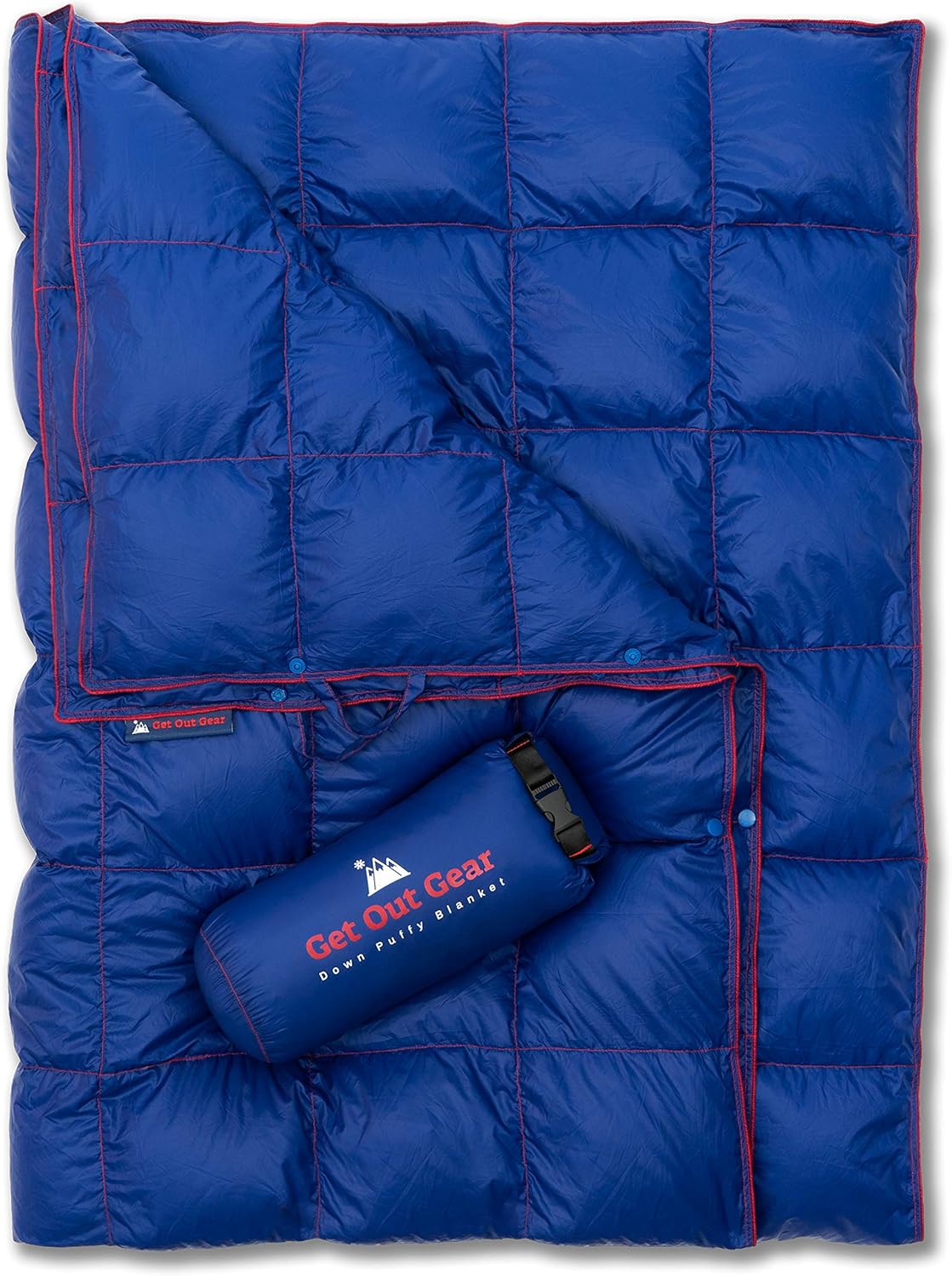 Get Out Gear Down Camping Blanket - Puffy, Packable, Lightweight and Warm | Ideal for Outdoors, Travel, Stadium, Festivals, Beach