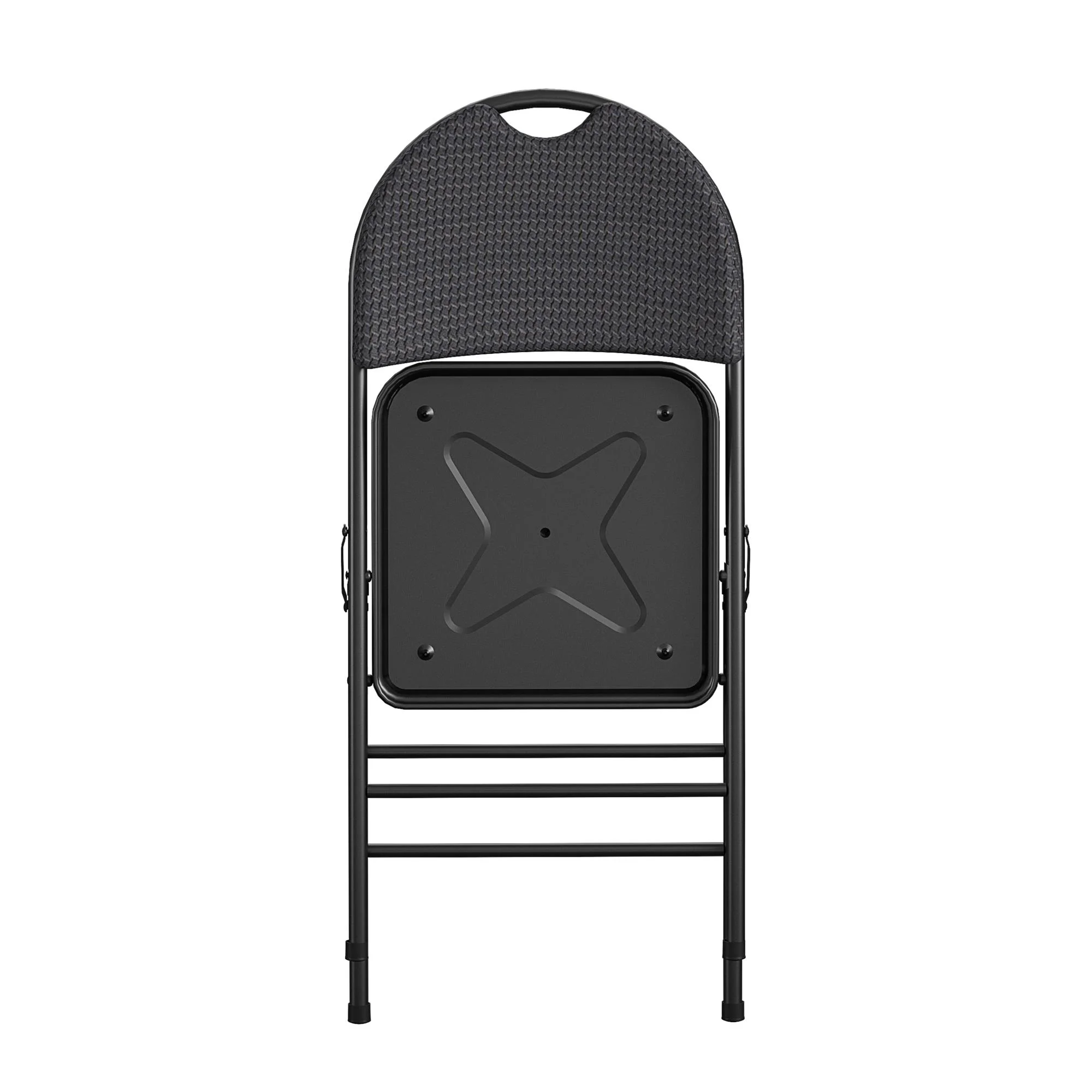 COSCO Commercial XL Comfort Fabric Padded Metal Folding Chair, Triple Braced, Black, 4-Pack