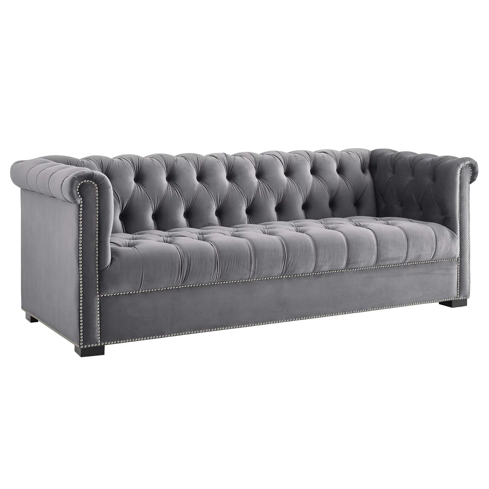 Modway Heritage Performance Velvet Sofa in Gray