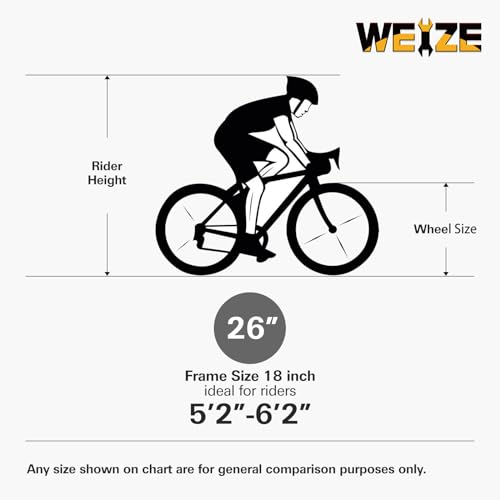 WEIZE Mountain Bike, 26 27.5 inch Outdoor Hybrid Bikes,18-Speed/High-Carbon Steel/Dual Full Suspension, Adjustable Ergonomic Seat for Men Women Adult