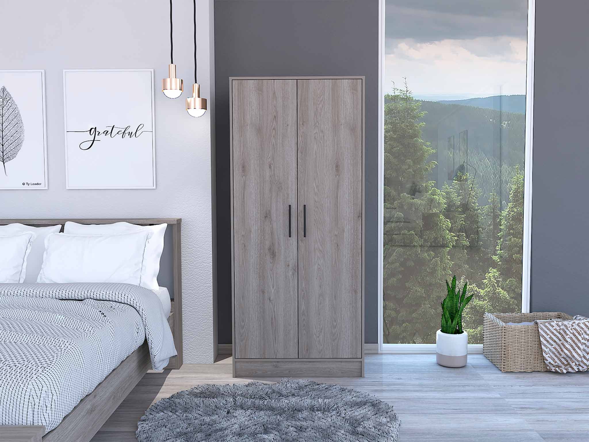 Boahaus Hamburg Armoire, Manufactured Wood, for Adults, Light Grey