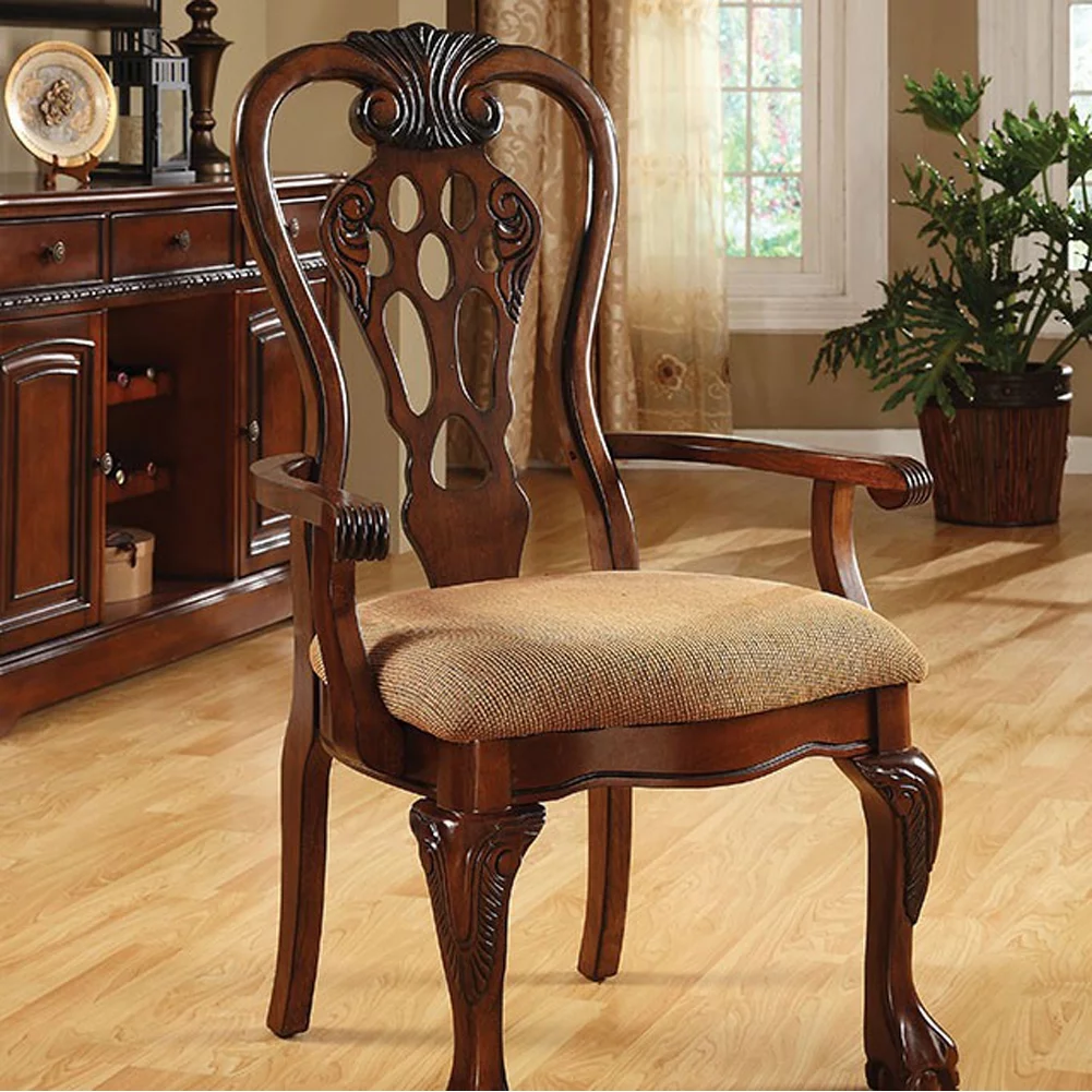 George Town Traditional George Town Arm Chair, Set of 2, Cherry Finish- Saltoro Sherpi