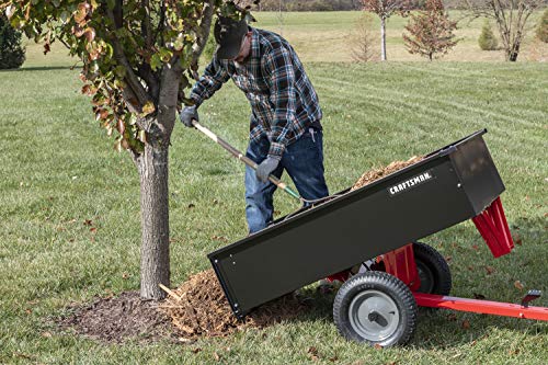 CRAFTSMAN, CMXGZBF7124355, 750-lb Capacity Steel Tow Behind Dump Cart, 12 Cubic Feet Capacity, Removable Tailgate - Garden Utility Trailer
