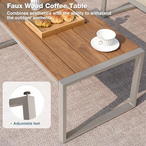 Patio Furniture Set, 4 Pieces Outdoor Patio Furniture with Coffee Table Set