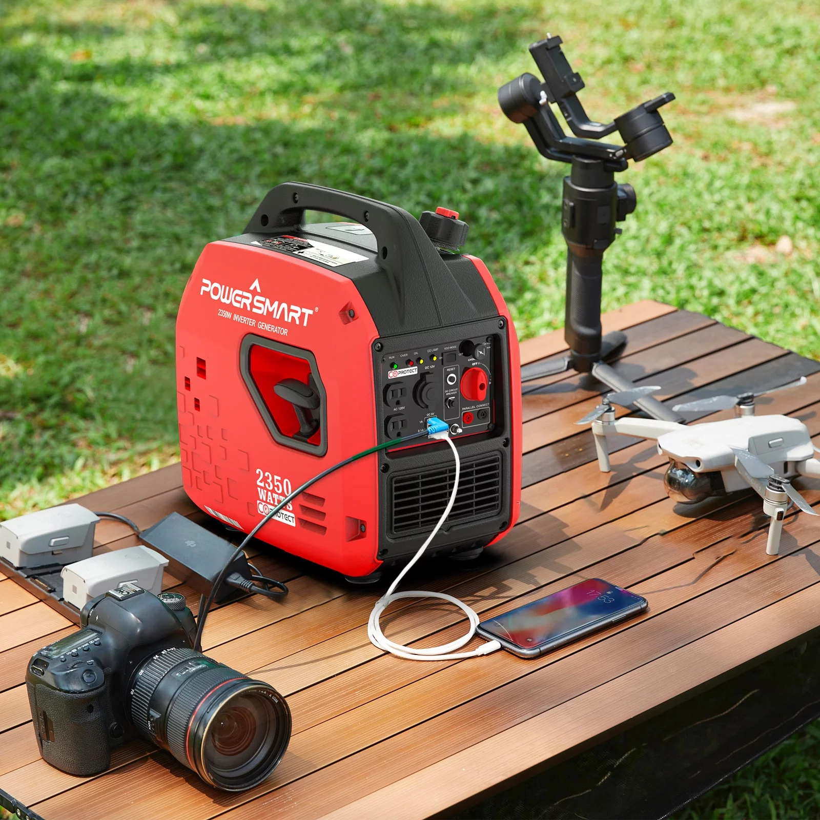 PowerSmart 2350-Watt Portable Gasoline Inverter Generator, Lightweight，generator for camping PS5025C