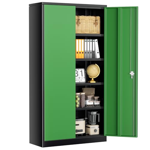 INTERGREAT Metal Storage Cabinets 72” Black Garage Steel Storage Cabinet with Doors and Shelves, Metal Tool Cabinet