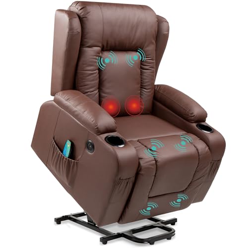 Best Choice Products PU Leather Electric Power Lift Chair, Recliner Massage Chair, Adjustable Furniture for Back, Legs w/ 3 Positions, USB Port, Heat