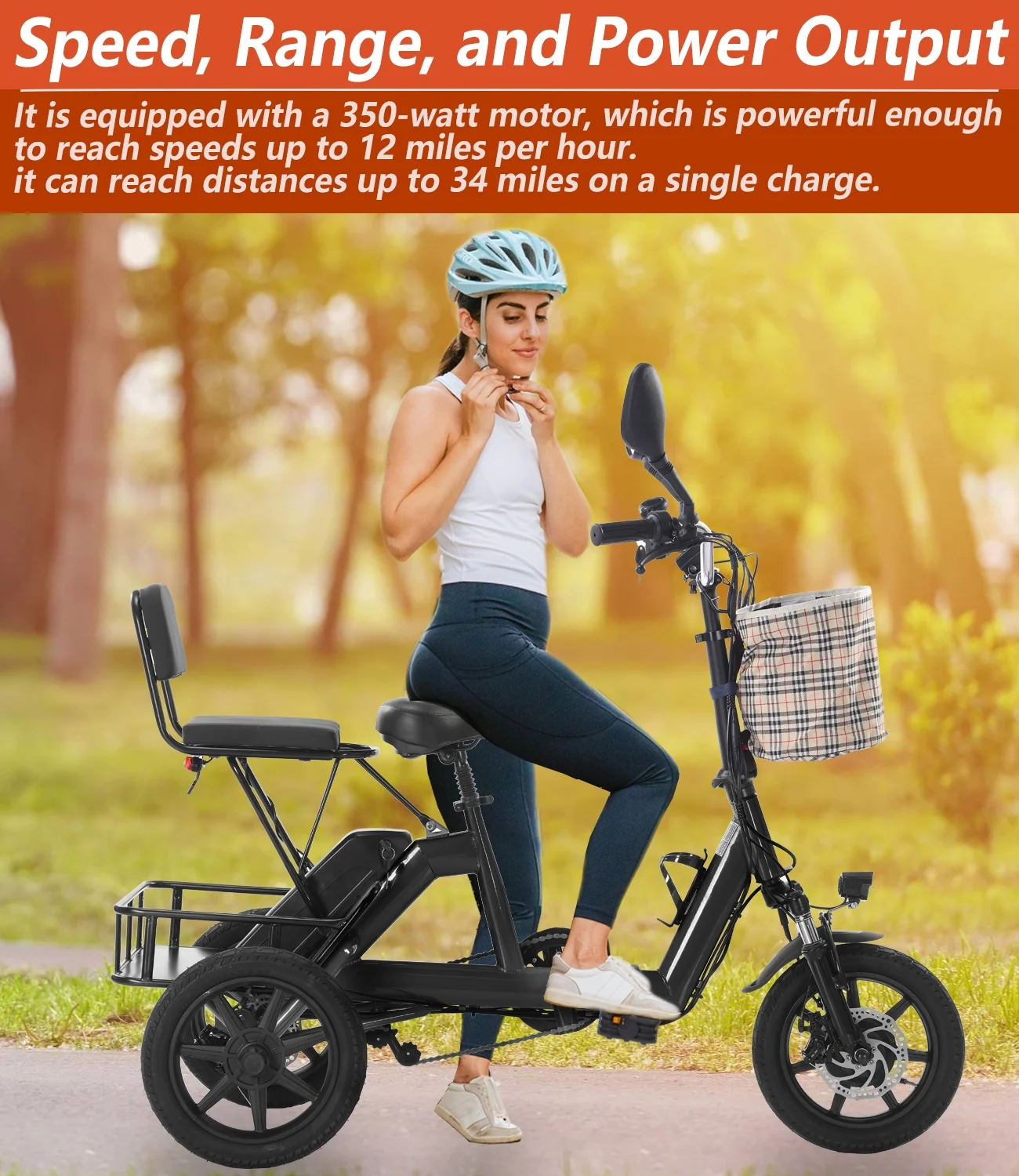 EazinGo Electric Tricycle for Adult, Electric Trike 3 Wheel Electric Bikes Bicycle 12.5MPH & 48Miles - Curated Treasures Market
