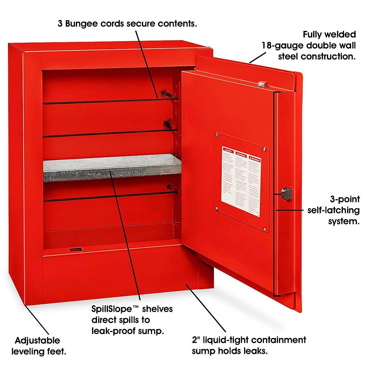 Mini Flammable Storage Cabinet - Manual Doors, Red - Justrite - H-4174M-R