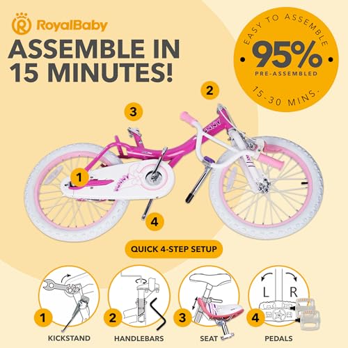 Royalbaby Princess Girls Kids Bike 12 14 16 18 20 Inch Children Bicycle with Basket for Age 3-12 Years