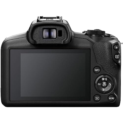 Canon EOS R100 Mirrorless Camera w/RF-S 18-45mm f/4.5-6.3 STM Lens + Wide Angle & Telephoto Lenses + 64GB Memory + 3pc Filter Kit + Case + Flash +