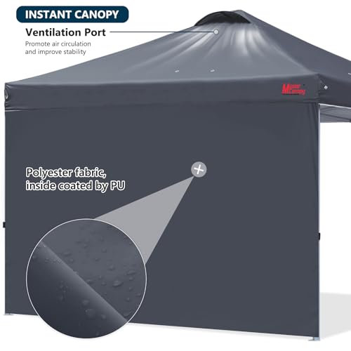 MASTERCANOPY Durable Pop-up Canopy Tent with 1 Sidewall (10'x10',White)