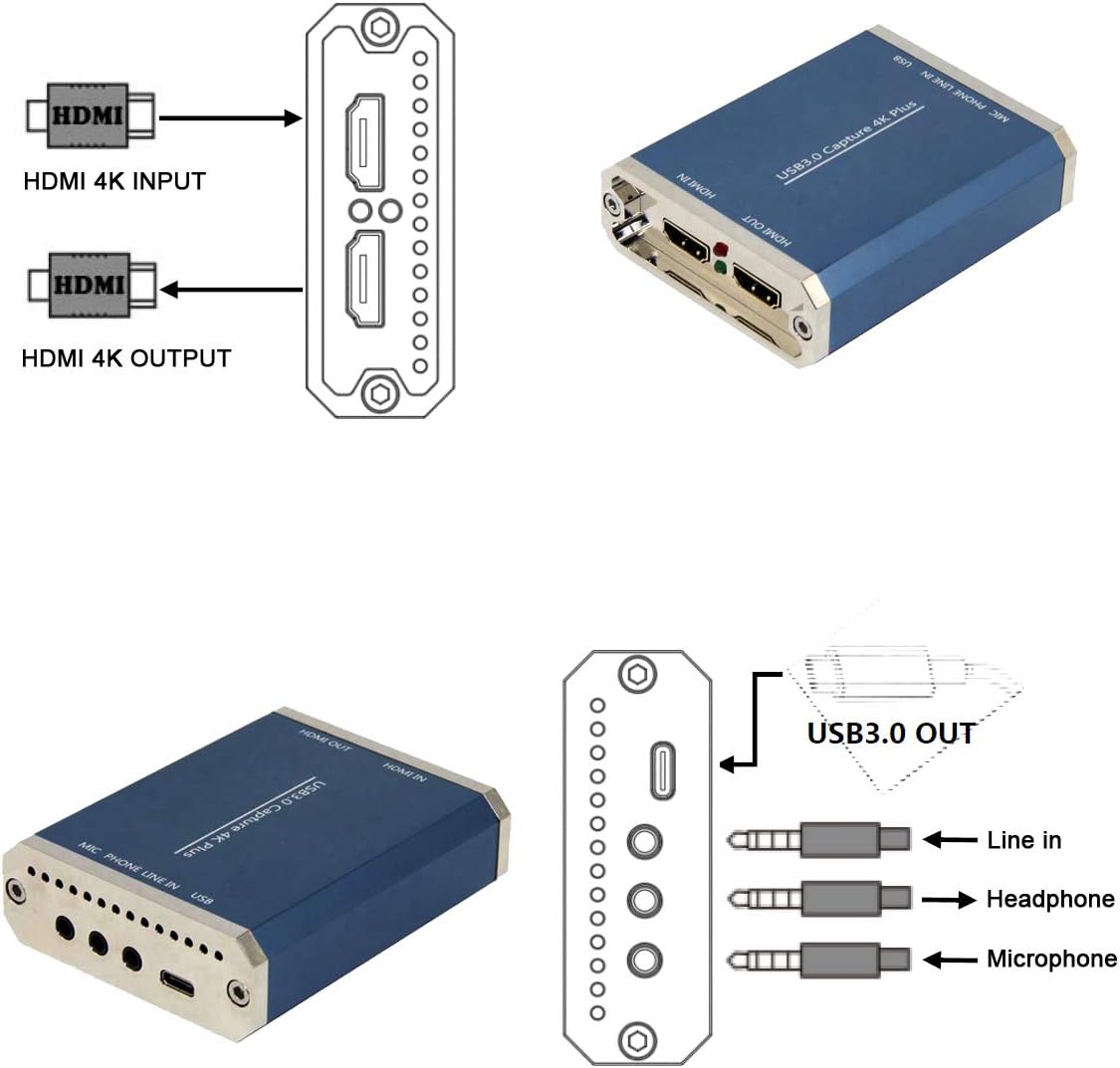 SDTNOVA HDMI SDI Video Capture USB3.0 Capture Video Card 360MB/s for Windows Linux OS X MAC 1080P 60 UVC YUV422 PnP Live Streaming Convert PC USB