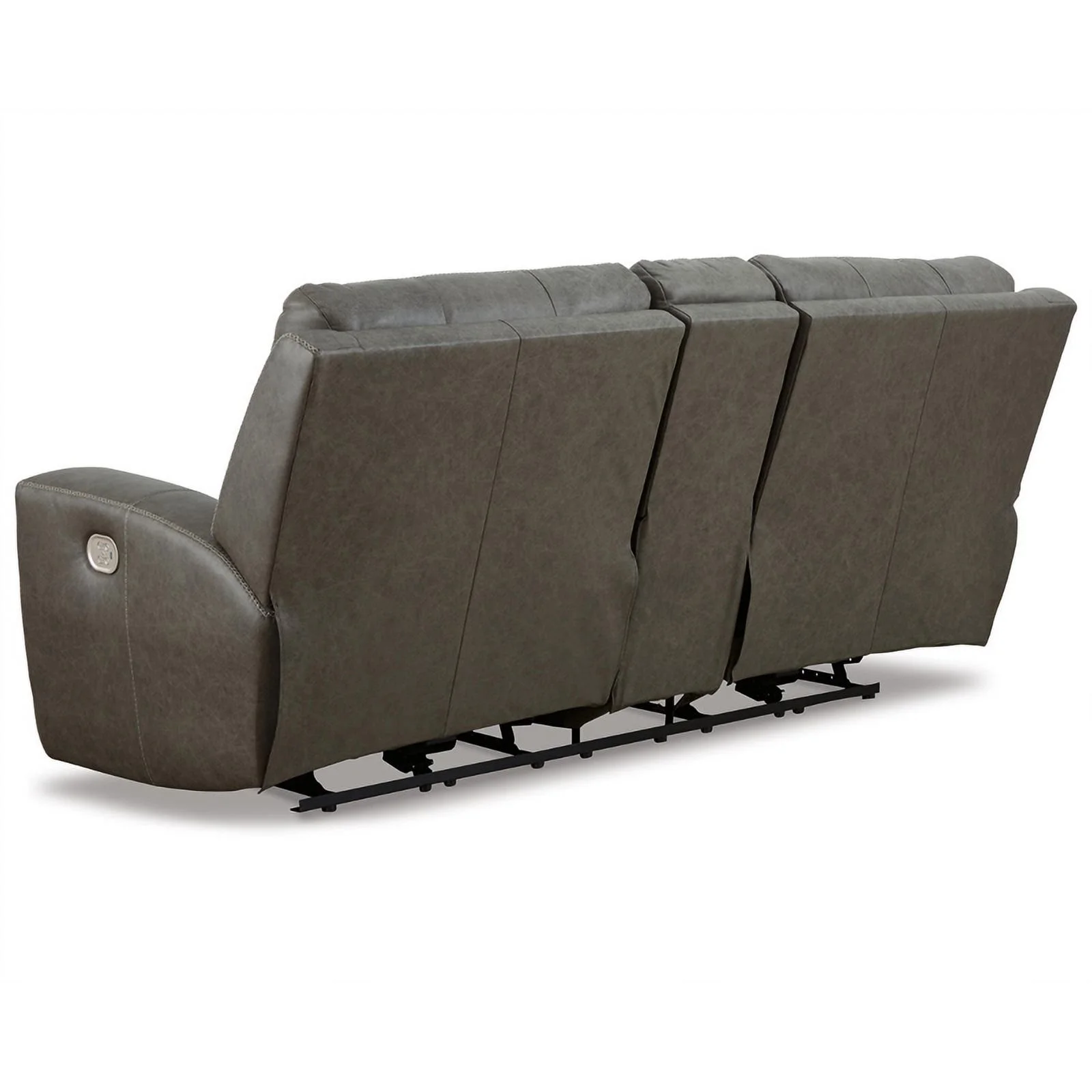 Ashley Furniture Roman Leather Power Reclining Loveseat in Gray