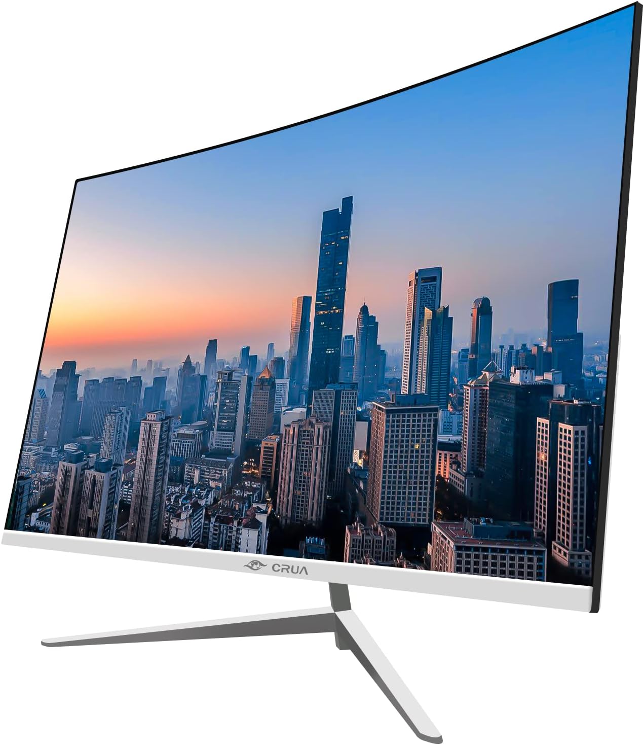 CRUA 32" Monitor, FHD(1920x1080P) 75Hz VA Screen White Monitor, 99% sRGB, 4000:1 Contrast Ratio,16.7 Million Colors Curved Monitor