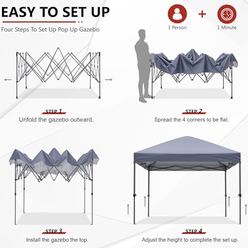 ABCCANOPY Durable Easy Pop up Canopy Tent 10x10, Red