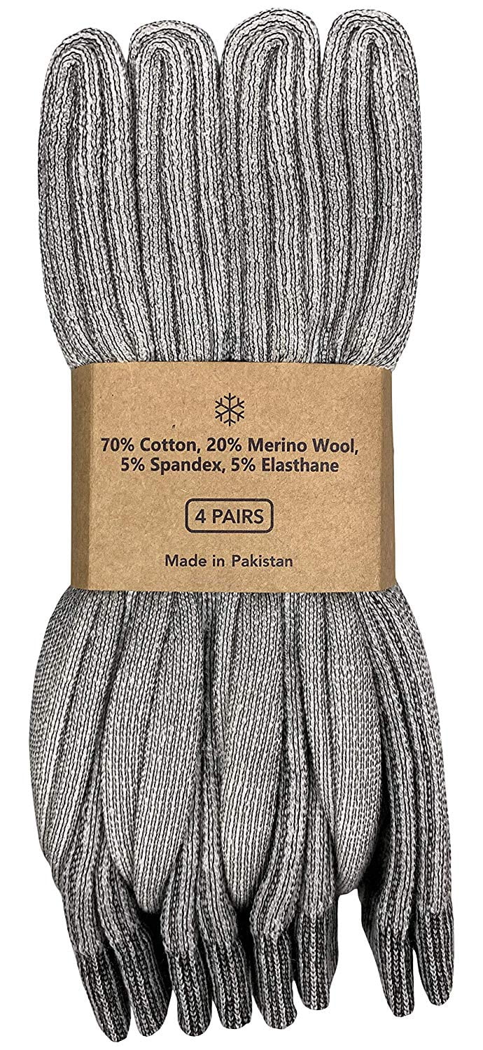 60 Pair Pack Bulk Merino Wool Thermal Boot Socks, Cold Resistant Camping Socks (60 PAIR MENS)
