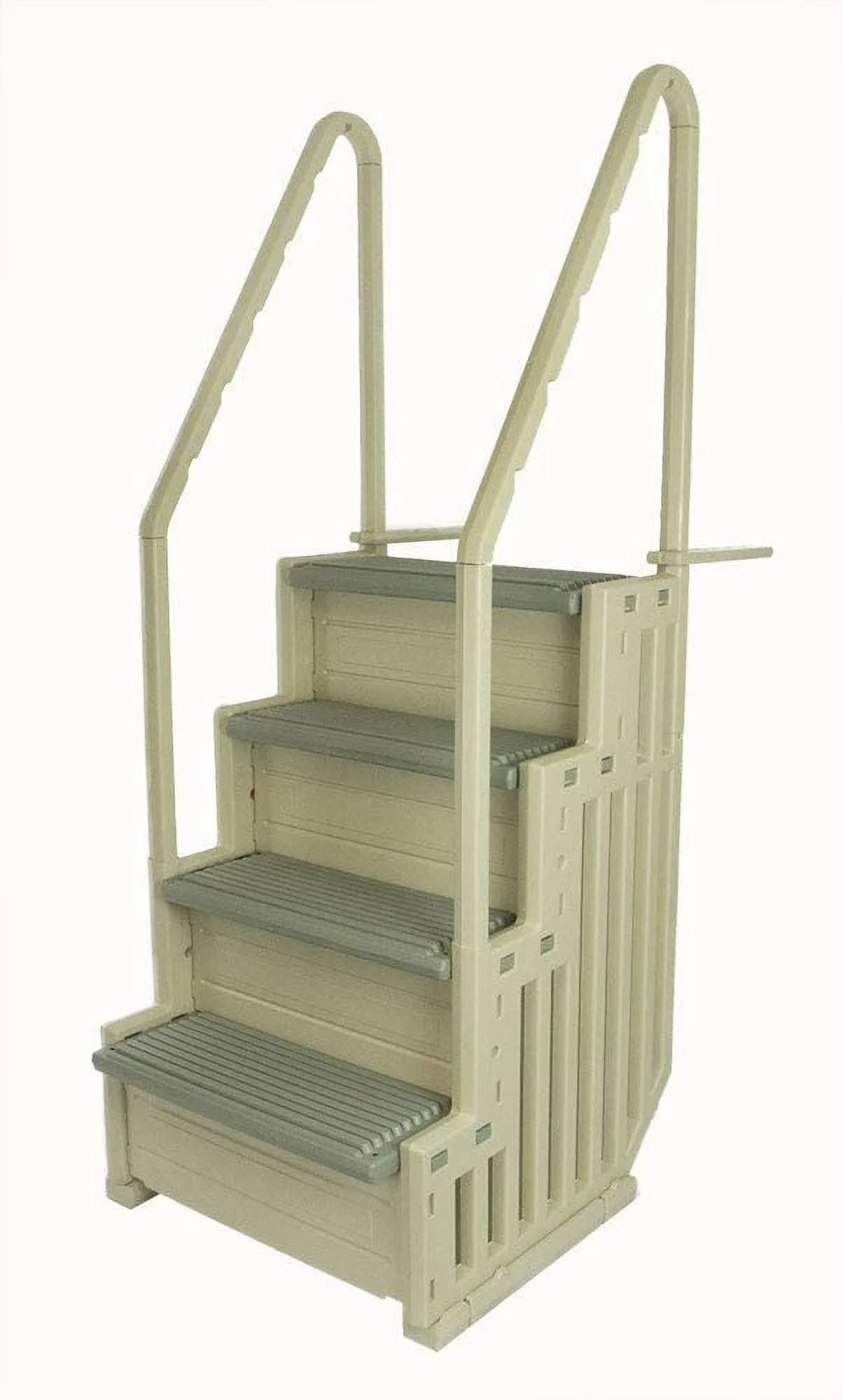 Confer Resin Swimming Pool Steps and Ladder - Warm Gray Frame with Gray Threads