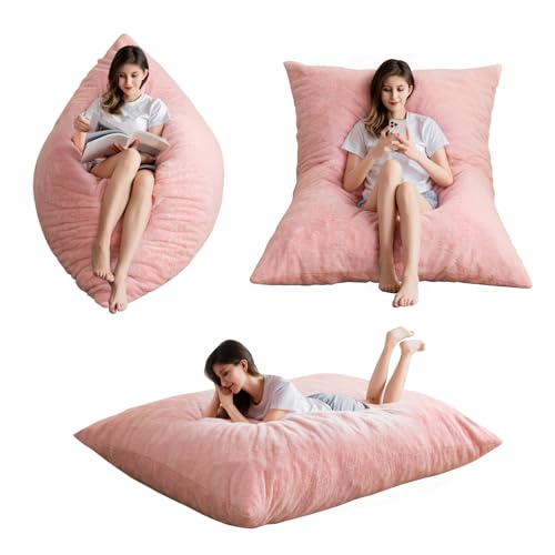 BYBYME 3 in 1 Bean Bag Chairs, Bean Bag Bed for Adults High-Density Foam Filling, Convertible Sofa Bed Faux Fur, Giant Bean Bag Chairs for Adults