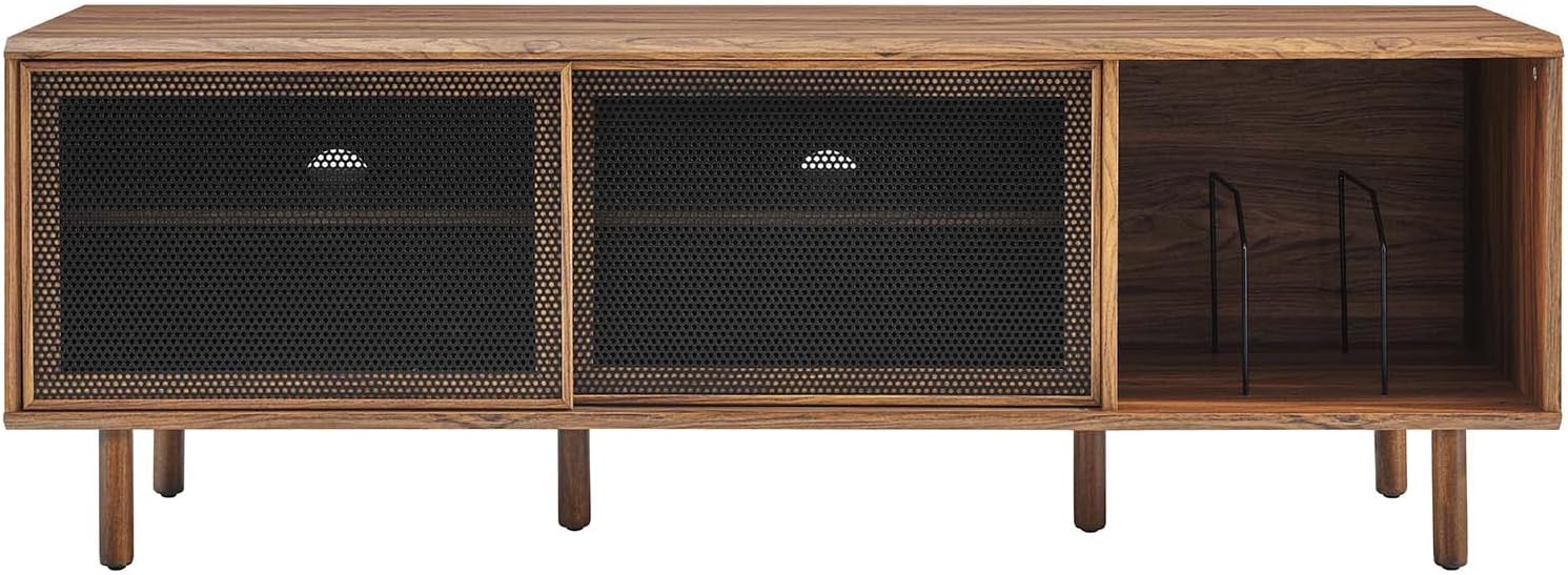 Modway Kurtis MDF Particleboard TV and Record Stand for TVs up to 65" in Walnut
