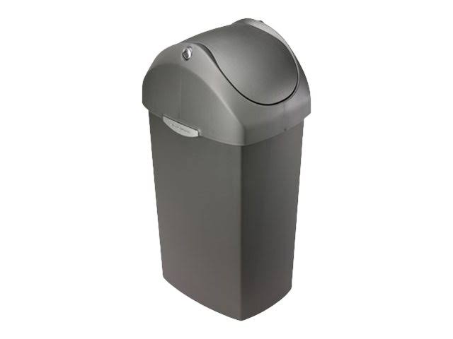 Simplehuman - Trash can - swing lid - 15.9 gal - plastic - gray