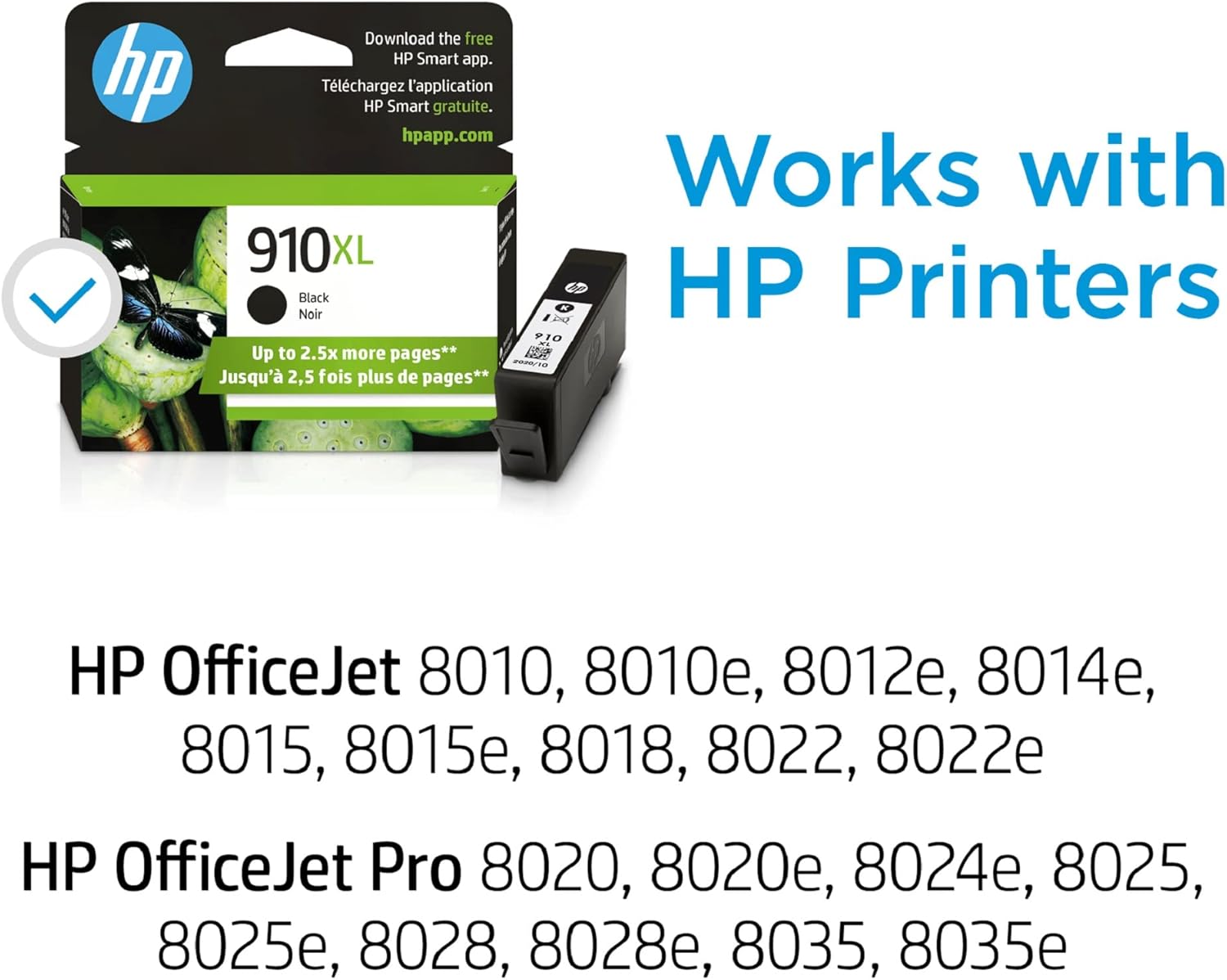 Original HP 910XL Black High-yield Ink Cartridge | Works with HP OfficeJet 8010, 8020 Series, HP OfficeJet Pro 8020