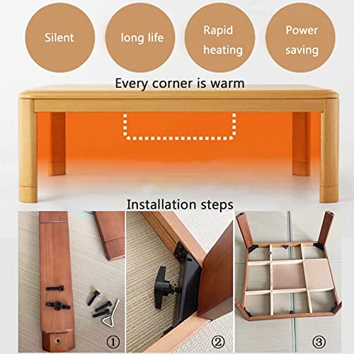 Kotatsu Table Set,Low Table for Sitting on The Floor,Tatami Heating Wood Coffee Tea Tables,with Heater and Blanket,Japanese Stove Desk in Living Room