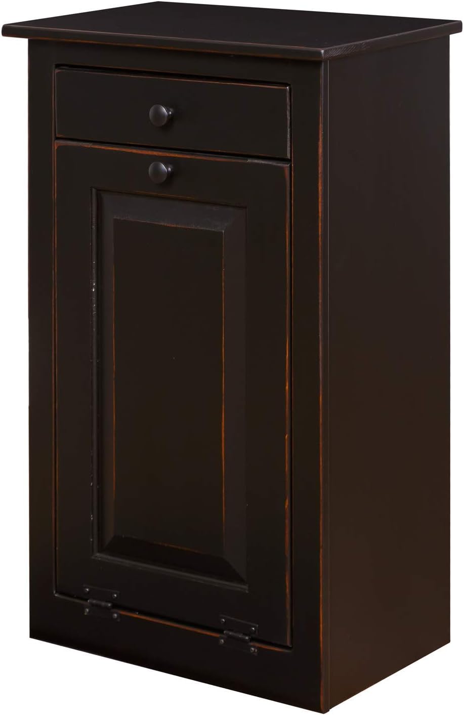 DutchCrafters Amish Farmhouse Wood Pull Out Trash Can Cabinet, Handmade Solid Wood Hideaway Trash Holder, Tilt Out Bin for Trash Disposal, Recycle