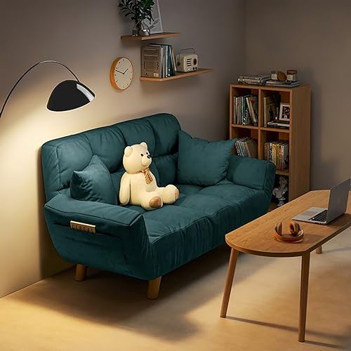 Small Sofa Couch,Couches for living room,Morden Mid-Century Linen Fabric Sofa Couch,Adjustable Floor Sofa Bed with pillow,Suitable for living room