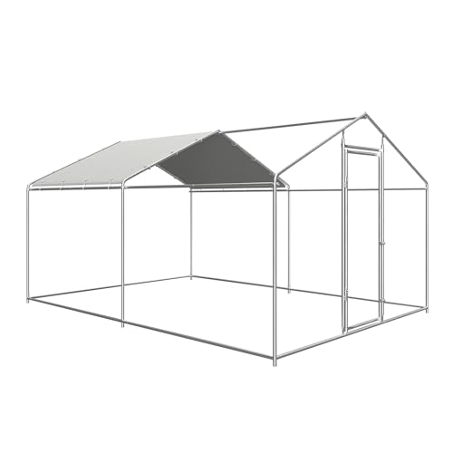 COVERONICS Metal Chicken Coop Run - Outdoor Large Chicken Coop with Waterproof Cover and Security Lock