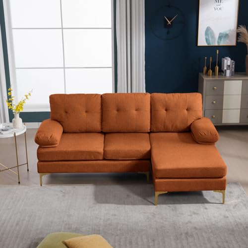 80.7'' Sectional Sleeper Sofa L Shaped Couch, Small Upholstered 3 Seat Sleeper Couch with Chaise