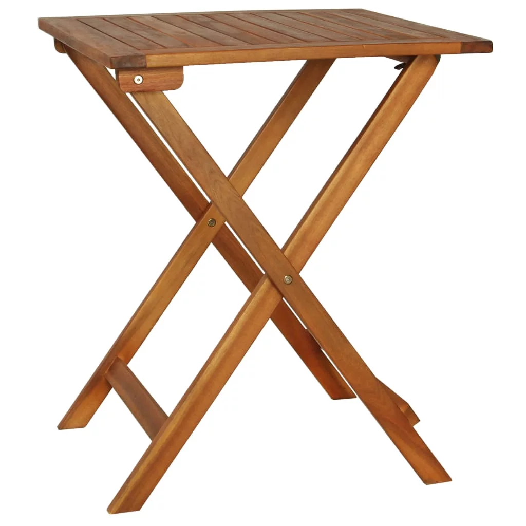 Anself 3 Piece Folding Bistro Set Wooden Folding Table and 2 Foldable Chairs with Cushions Dining Set Acacia Wood Outdoor Furniture Space Saving for