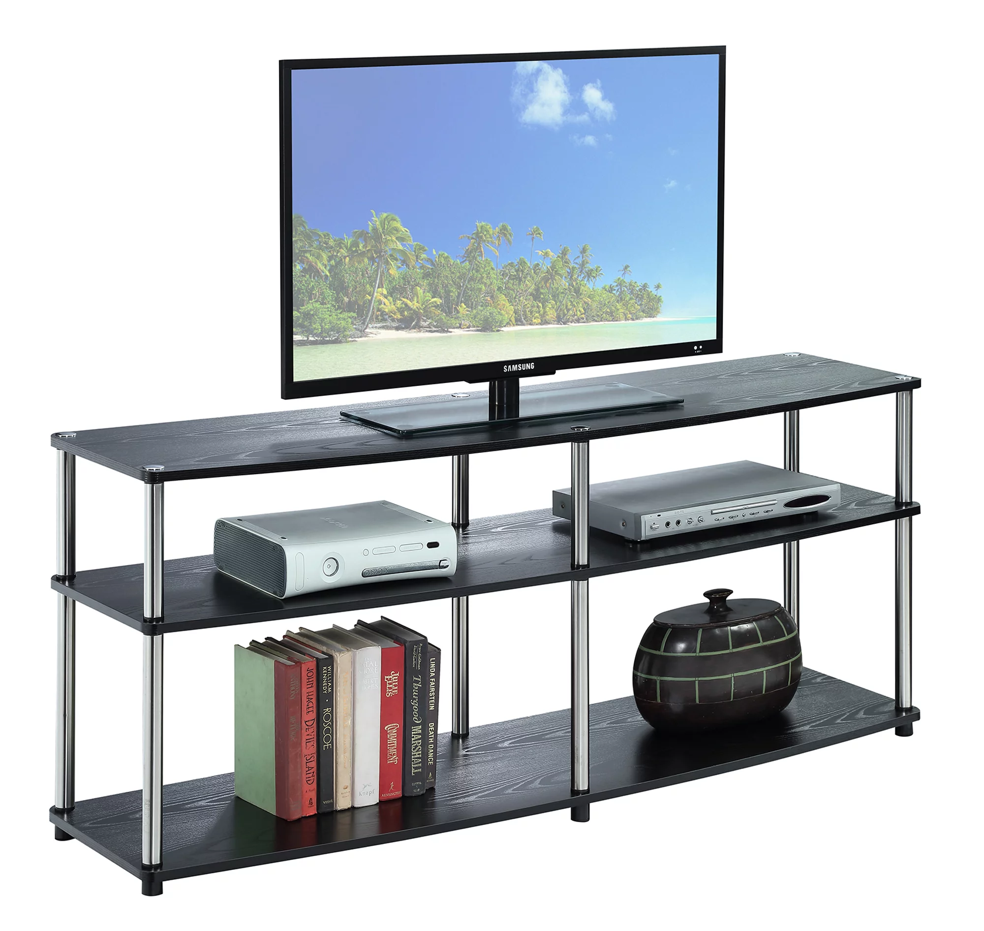 Convenience Concepts Designs2Go No Tools 3 Tier Wide TV Stand for TVs up to 65 Inches, Black