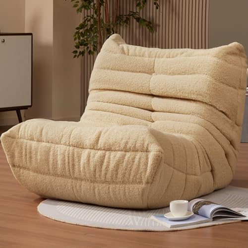 Bean Bag Chairs for Adults Giant Bean Bag Chair Memory Foam BeanBag Chair Big Bean Bag Sofa with Filler Faux Fur Fireside Beanbags Lazy Sofa for