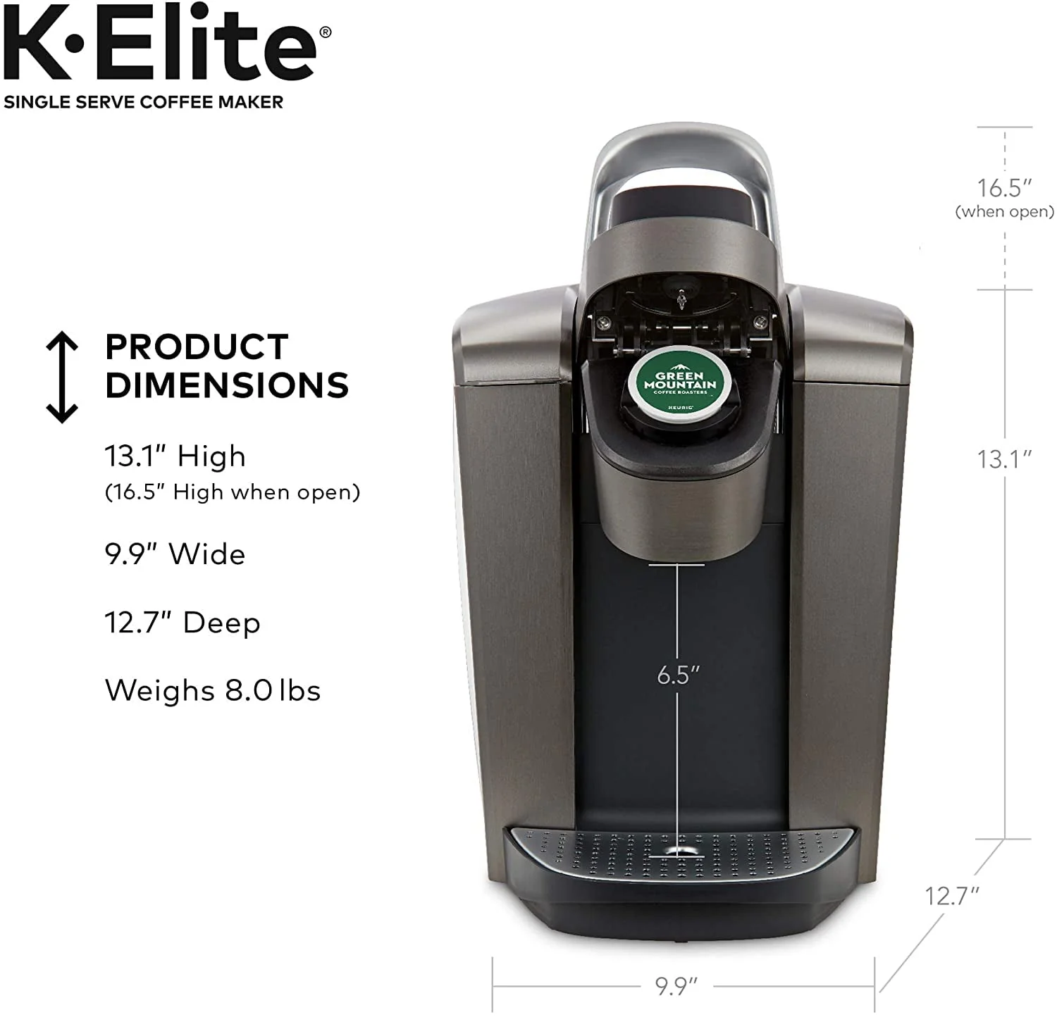 Keurig K-Elite Single Serve K-Cup Pod Coffee Maker, with Strong Temperature Control, Iced Coffee Capability, 12oz Brew Size, Programmable