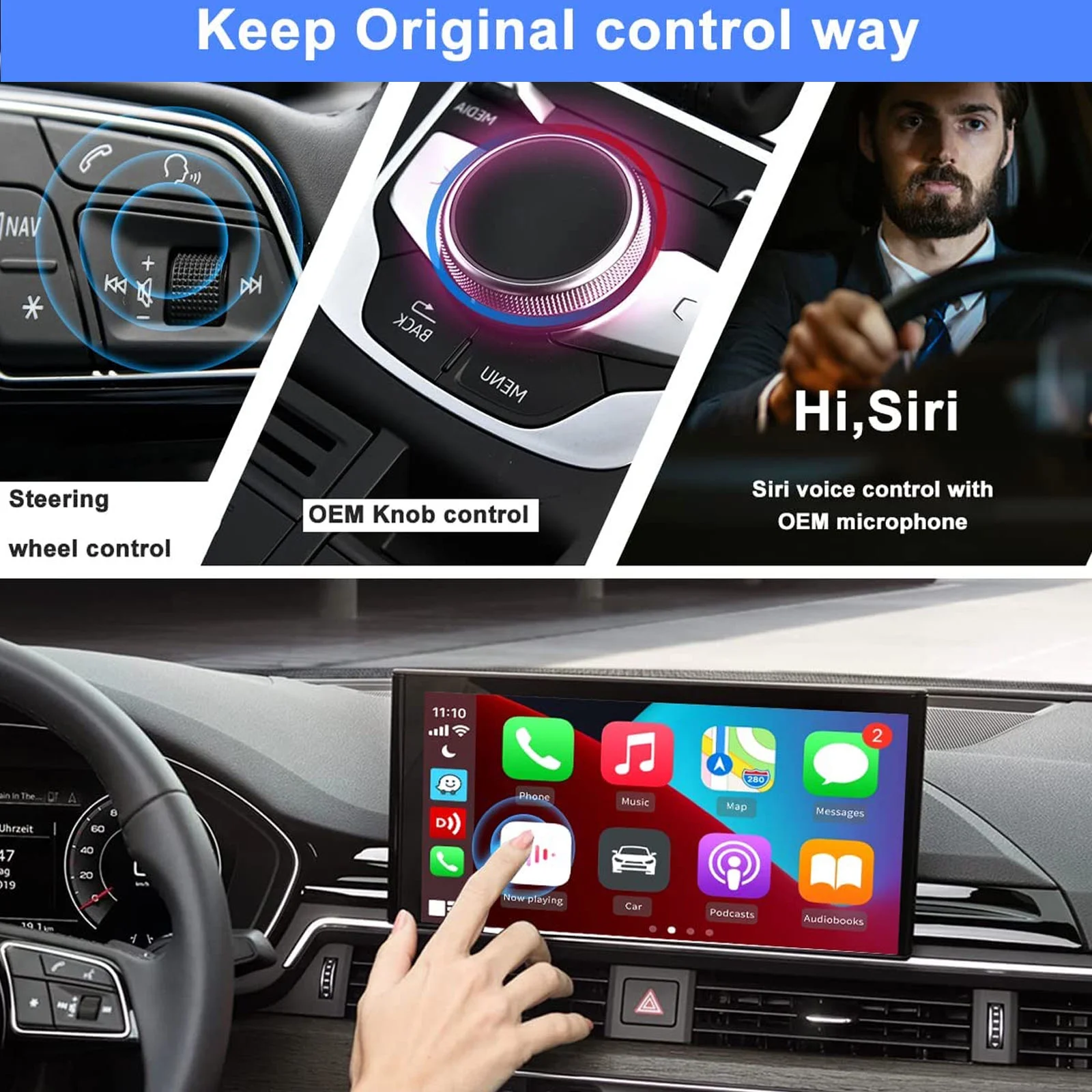 BINIZE ai Box Android Auto Wireless 4G Cellular,4+64G,8Core, Only Fit for Cars with OEM/Factory Wired CarPlay,Wireless CarPlay&Android System