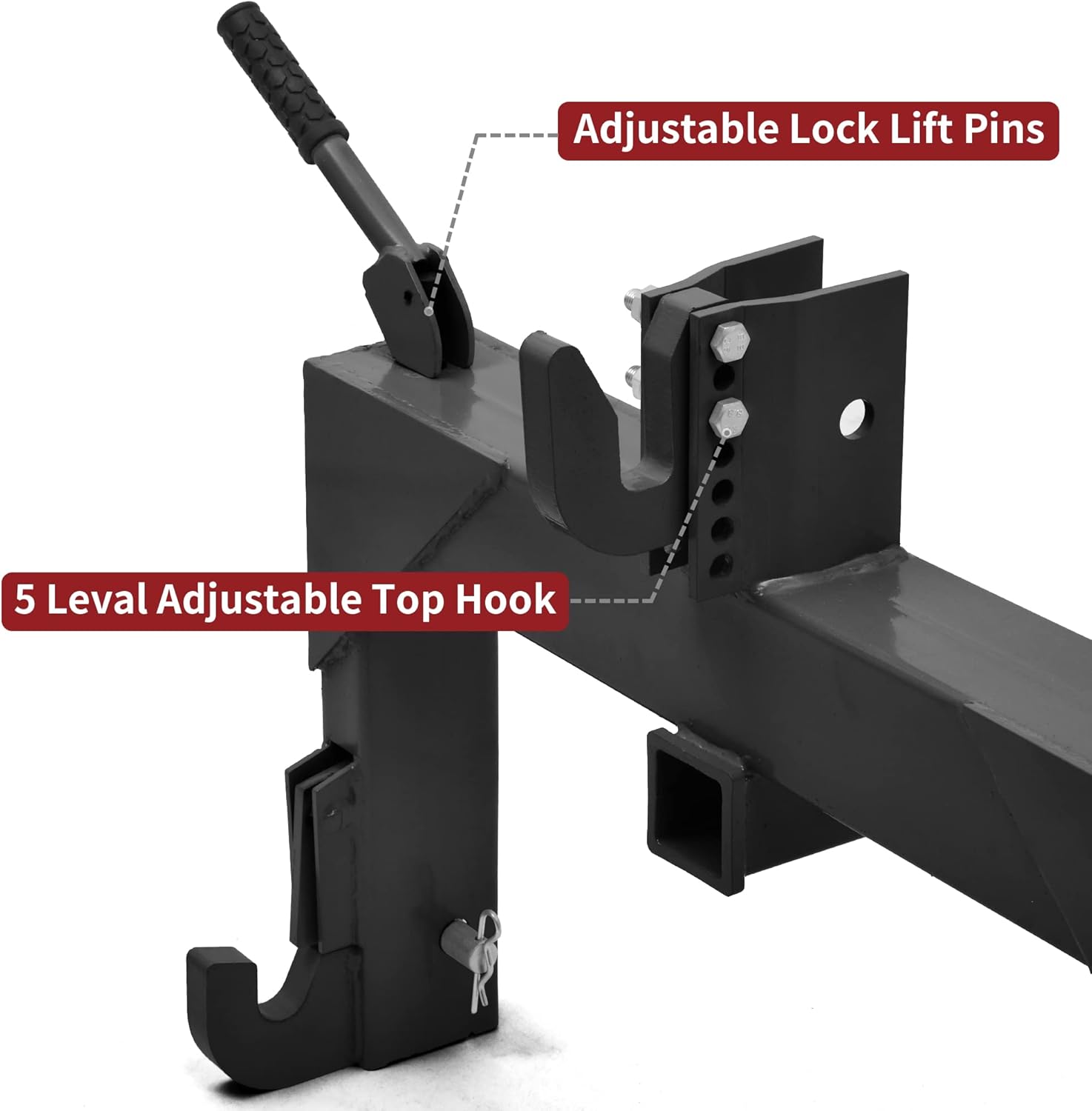 YITAMOTOR 3 Point Quick Hitch, 3000 lbs 3-Pt Attachments with 2" Receiver Hitch Adaptation to Category 1 & 2 Tractor with 5 Level Adjustable Bolt