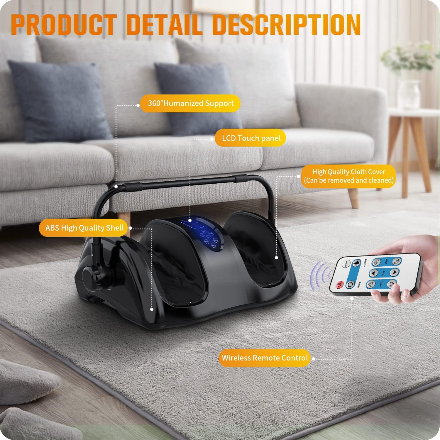 Foot Massager Machine Shiatsu Massager Deep Tissue Electric Massager with Heat, Deep Kneading with Heat Therapy, Increases Blood Flow Circulation.