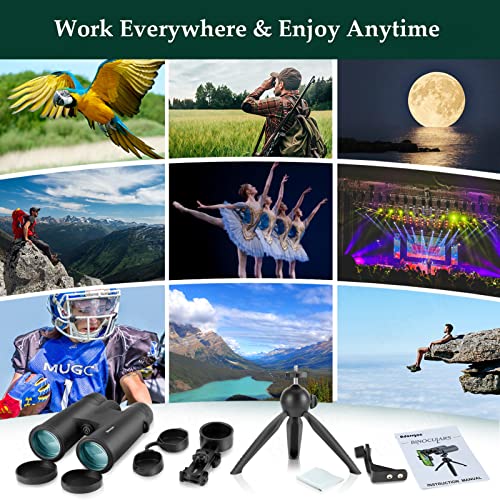 Adorrgon 12x42 HD Binoculars for Adults High Powered with Phone Adapter, Tripod and Tripod Adapter