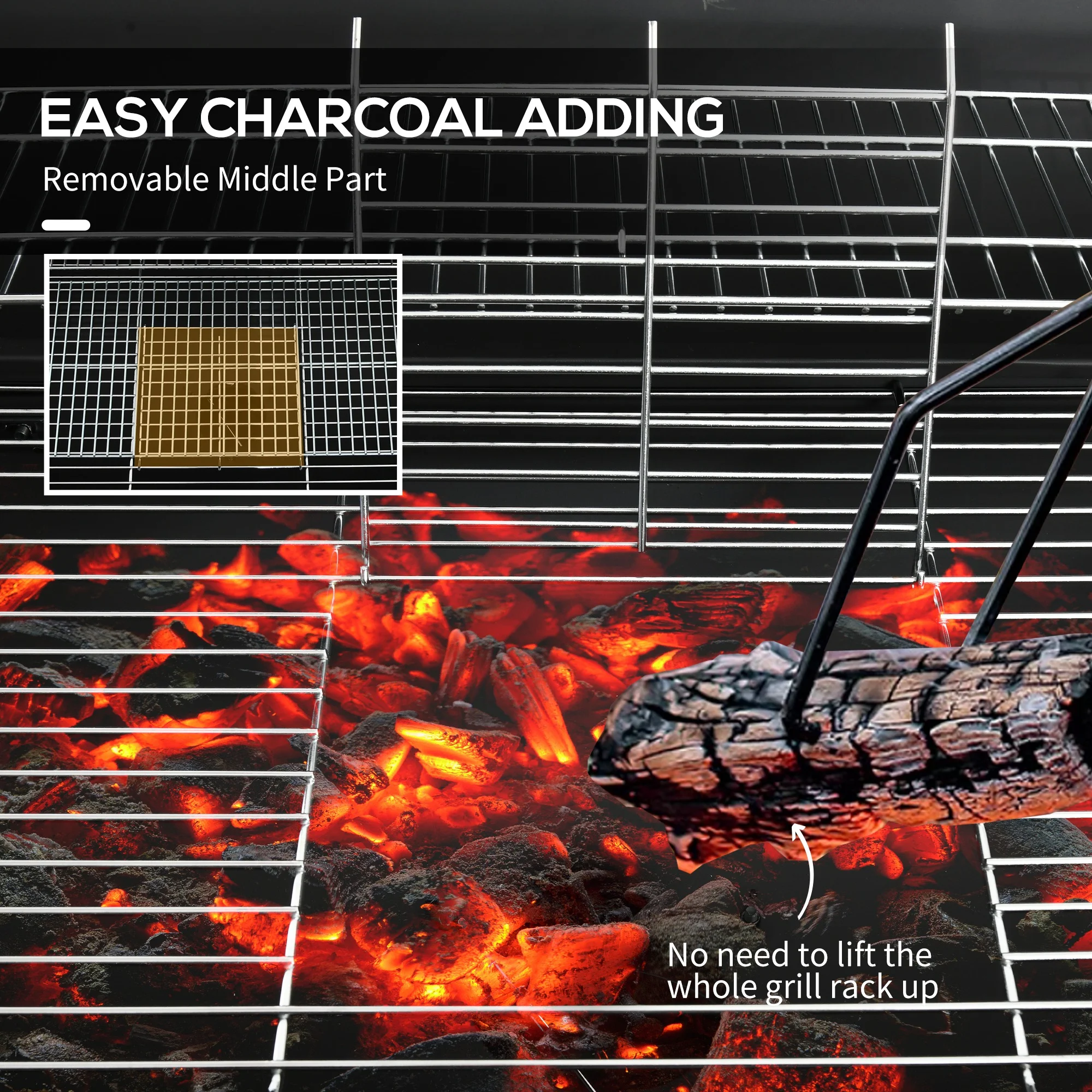 Outsunny Barrel Charcoal BBQ Grill, Wheeled Barbecue, Black