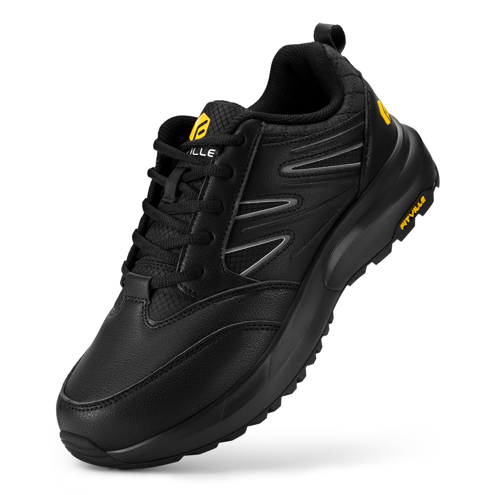 FitVille Mens Wide Hiking Shoes Outdoor Work Shoes Trails Sneakers with Arch Support - Sturdy Core - Curated Treasures Market