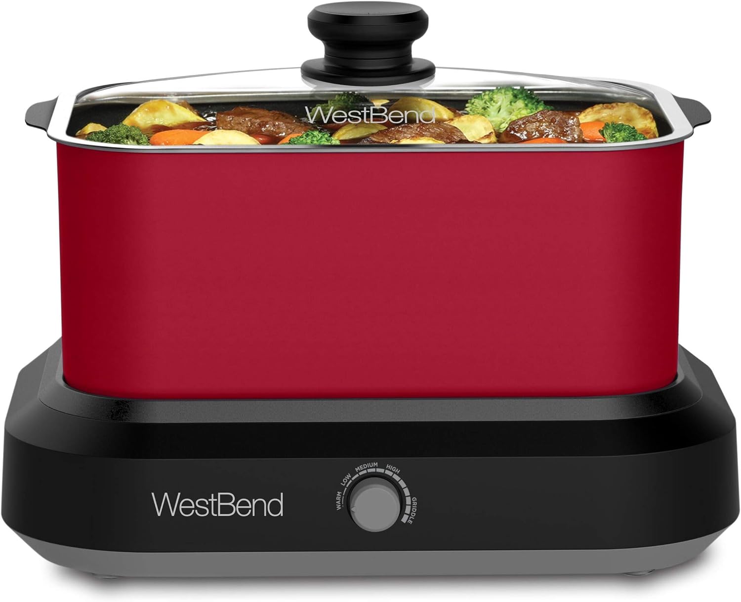 West Bend 87906B Versatility Slow Cooker Large Capacity Non-Stick Dishwasher Safe Variable Temperature Control Includes Travel Lid & Thermal Carrying