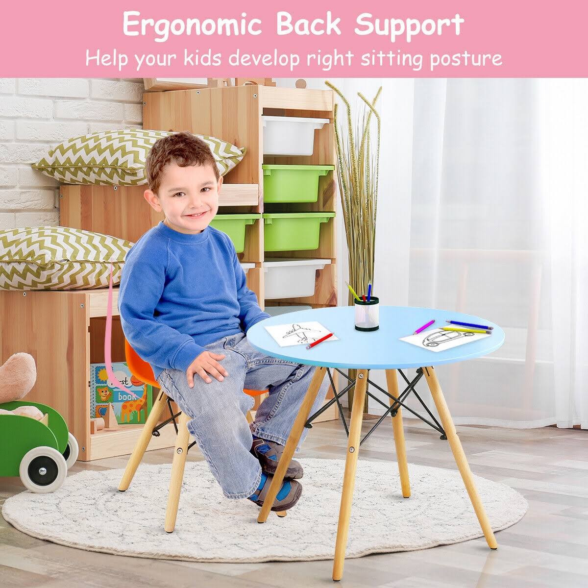 5 Piece Kids Colorful Set with 4 Armless Chairs
