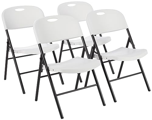 Amazon Basics Sturdy Foldable Plastic Chair, Portable, 350-Pound Capacity, White, 6-Pack
