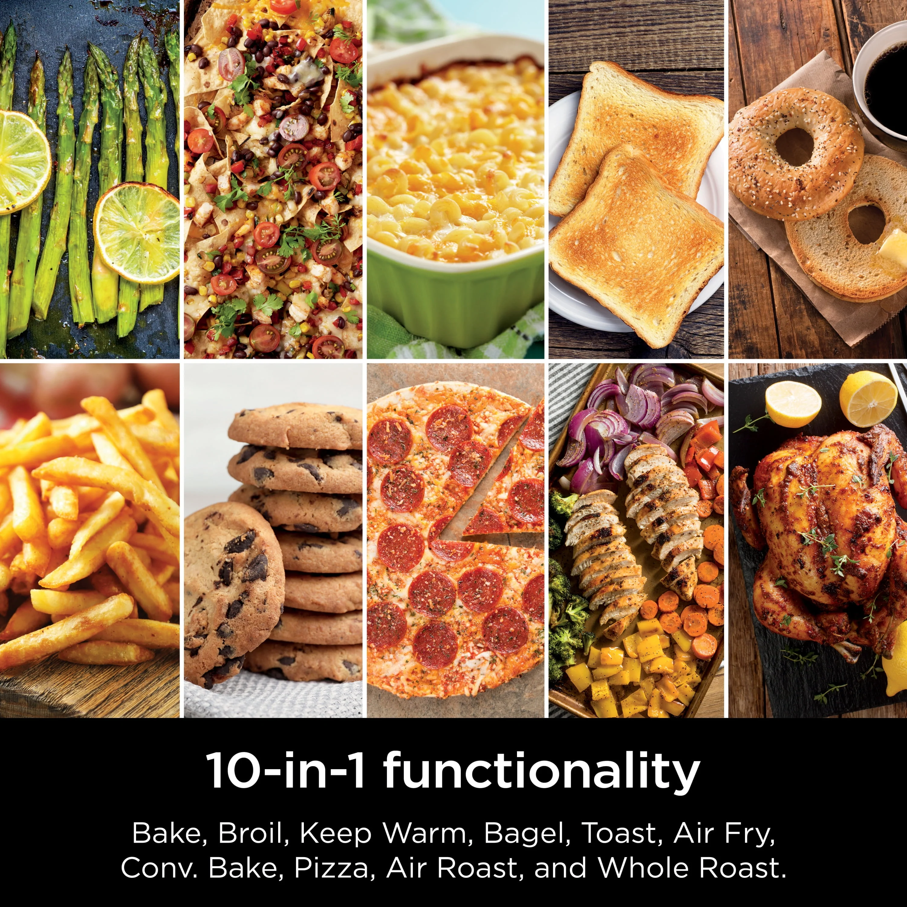 Ninja 10-in-1 Double Oven with FlexDoor, Rapid Top Oven, Convection and Air Fry Bottom Oven, Stainless Steel, DCT400
