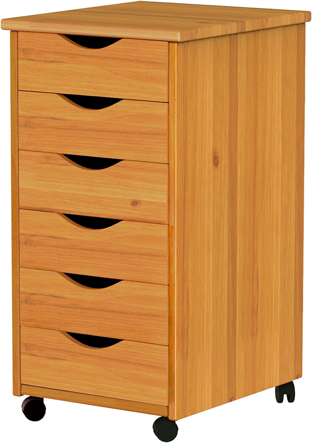 ADEPTUS 6 Drawer Roll Cart Solid Wood, Black