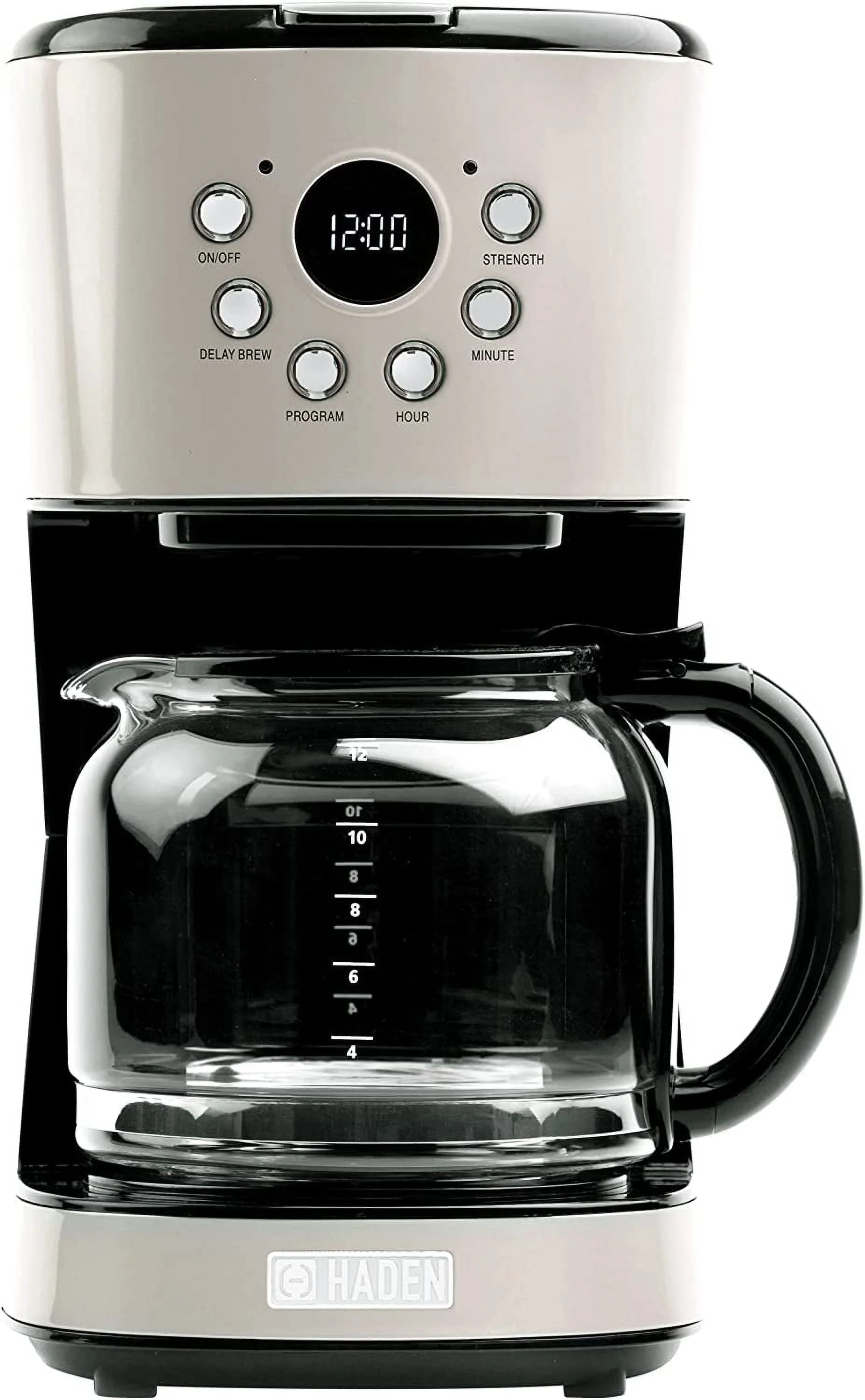 HADEN 75032 Heritage Innovative 12 Cup Capacity Programmable Vintage Retro Home Countertop Coffee Maker Machine with Glass Carafe  Turquoise Blue