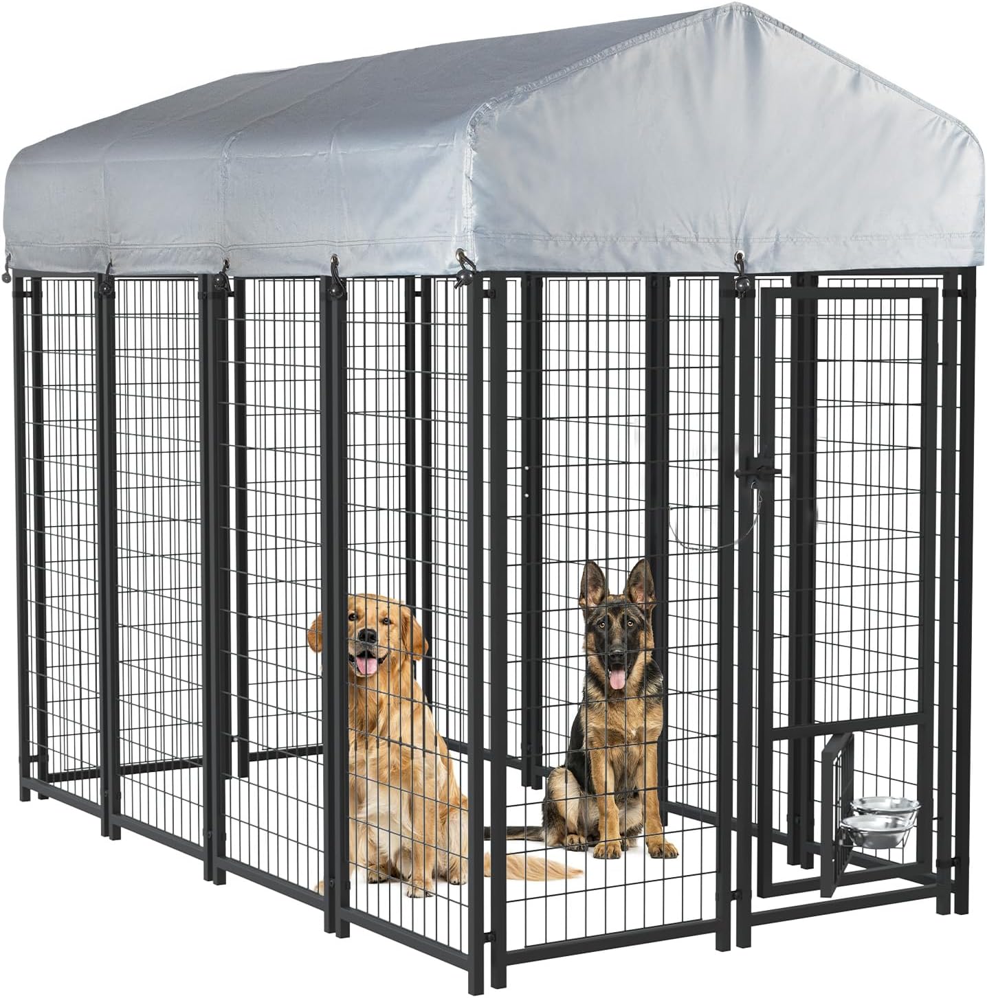 LEMBERI 8x4x6 FT Outdoor Dog Kennel for Large Dogs, Heavy Duty Welded Wire Steel Dog Playpen Fence with Secure Lock
