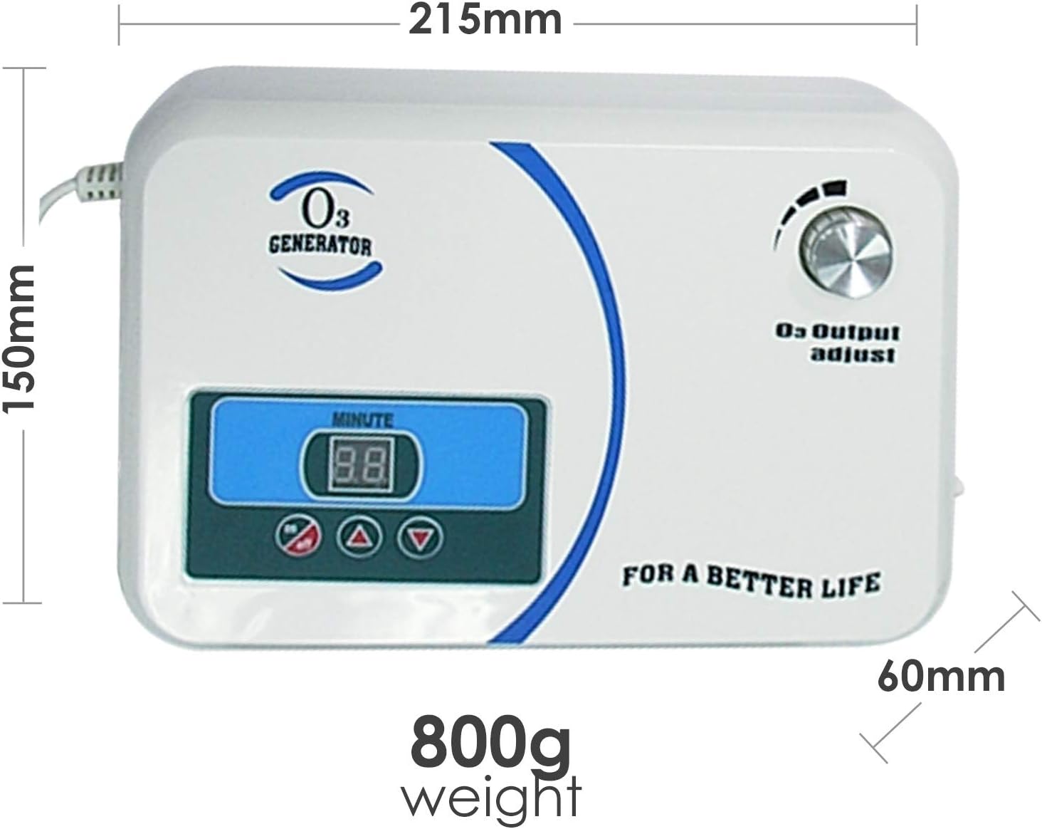 Ozone Generator 500mG/hr Industrial O3 Air Purifier Deodorize, High Capacity Ozone Machine Odor Removal with Air Dryer/Timer/Adjustable Output